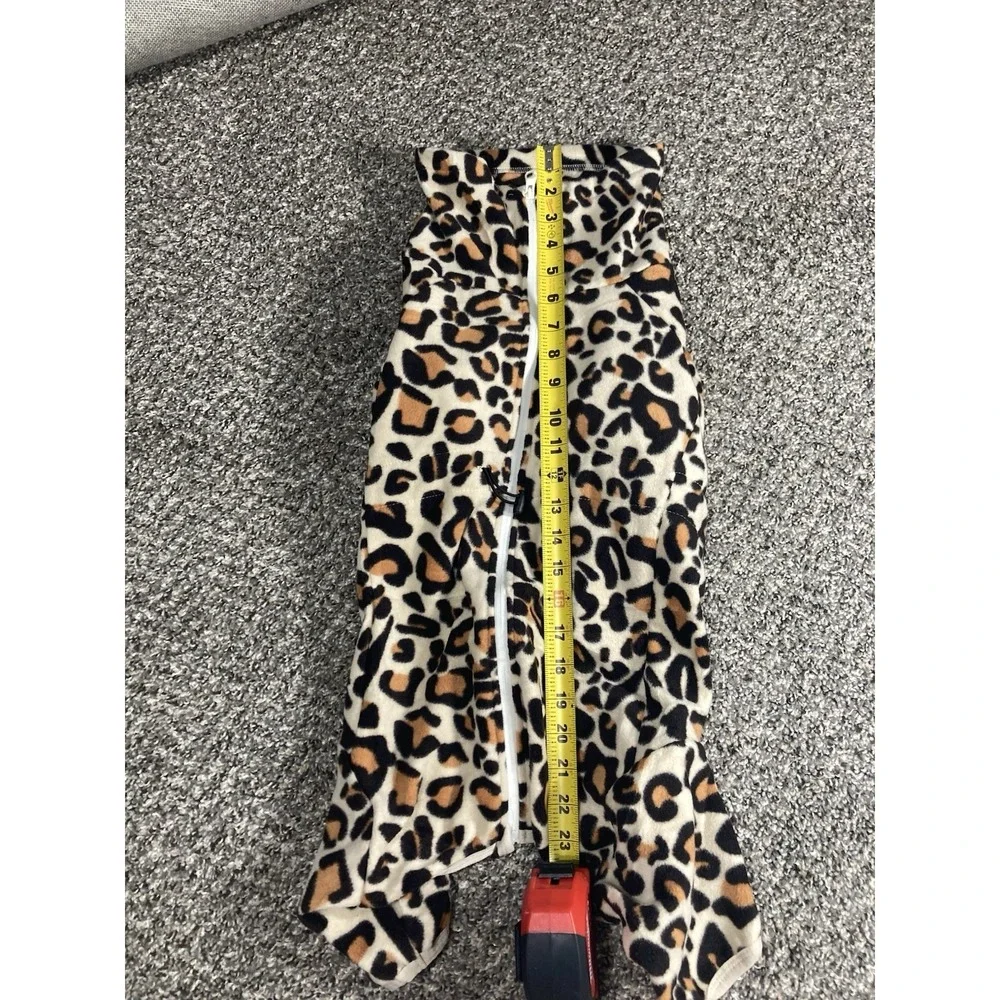 Warm‎ Fleece Leopard Print Dog Coat Jacket Medium Beige Brown Black